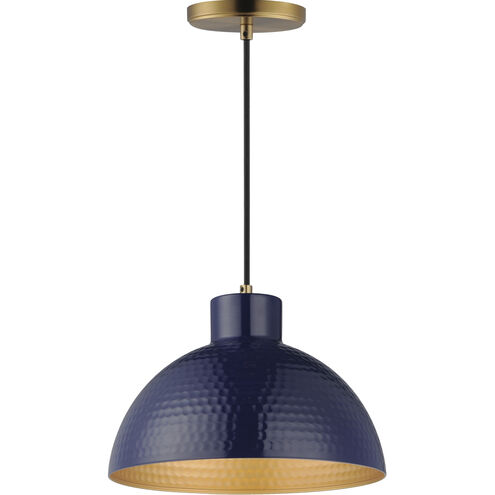Rockport 1 Light 12 inch Green and Natural Aged Brass Single Pendant Ceiling Light