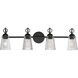 Jackson Hole 4 Light 33 inch Black Bath Vanity Light Wall Light in Clear