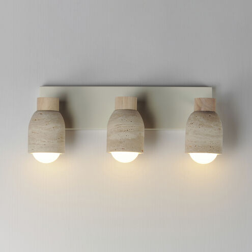 Pompeii 3 Light 21 inch Travertine and Oyster Bath Vanity Wall Light