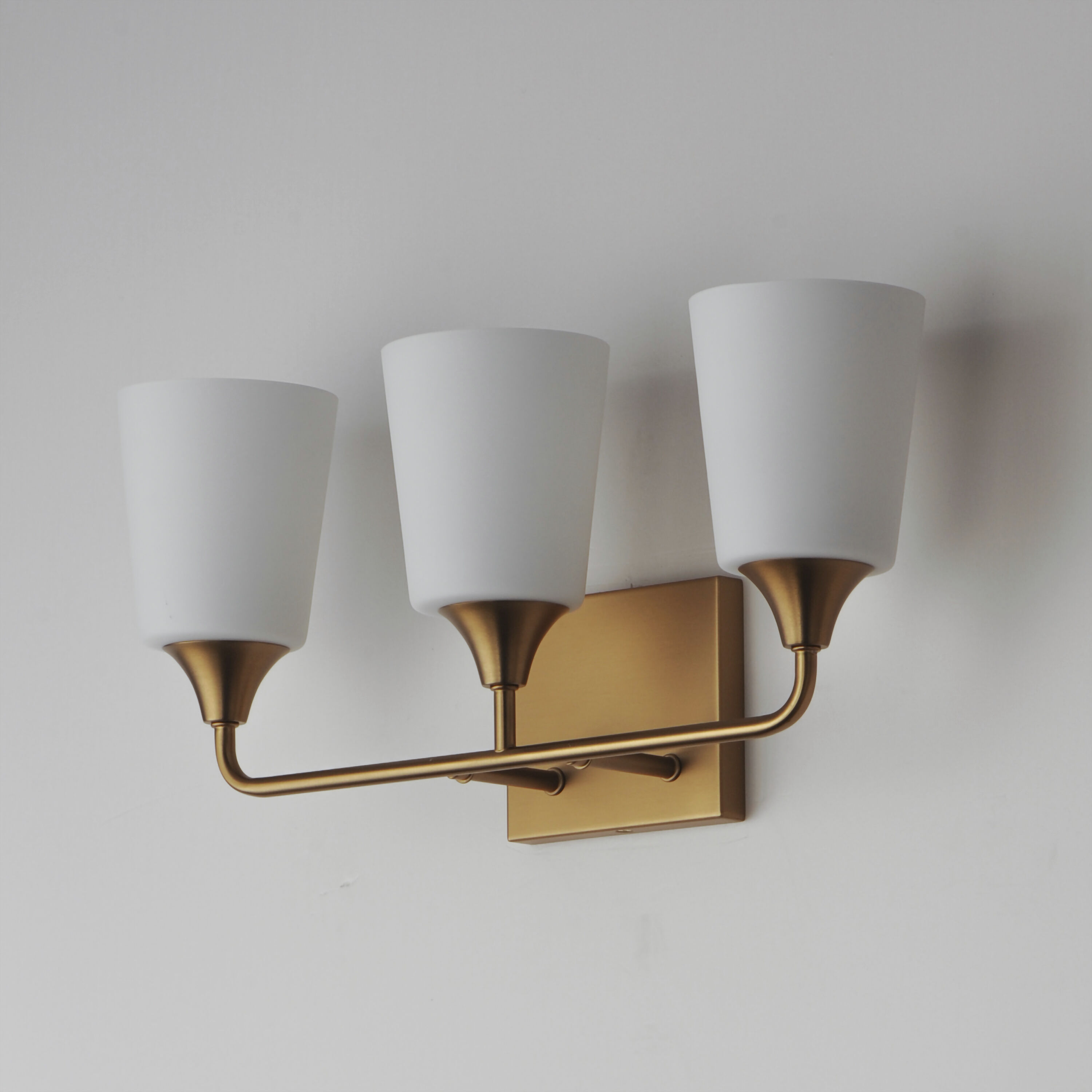 Hudson 3 Light 20.5 inch Natural Aged Brass Bath Vanity Wall Light in Satin White