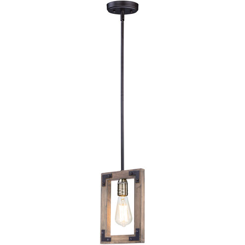 Lodge 1 Light 7 inch Weathered Oak/Bronze Mini Pendant Ceiling Light