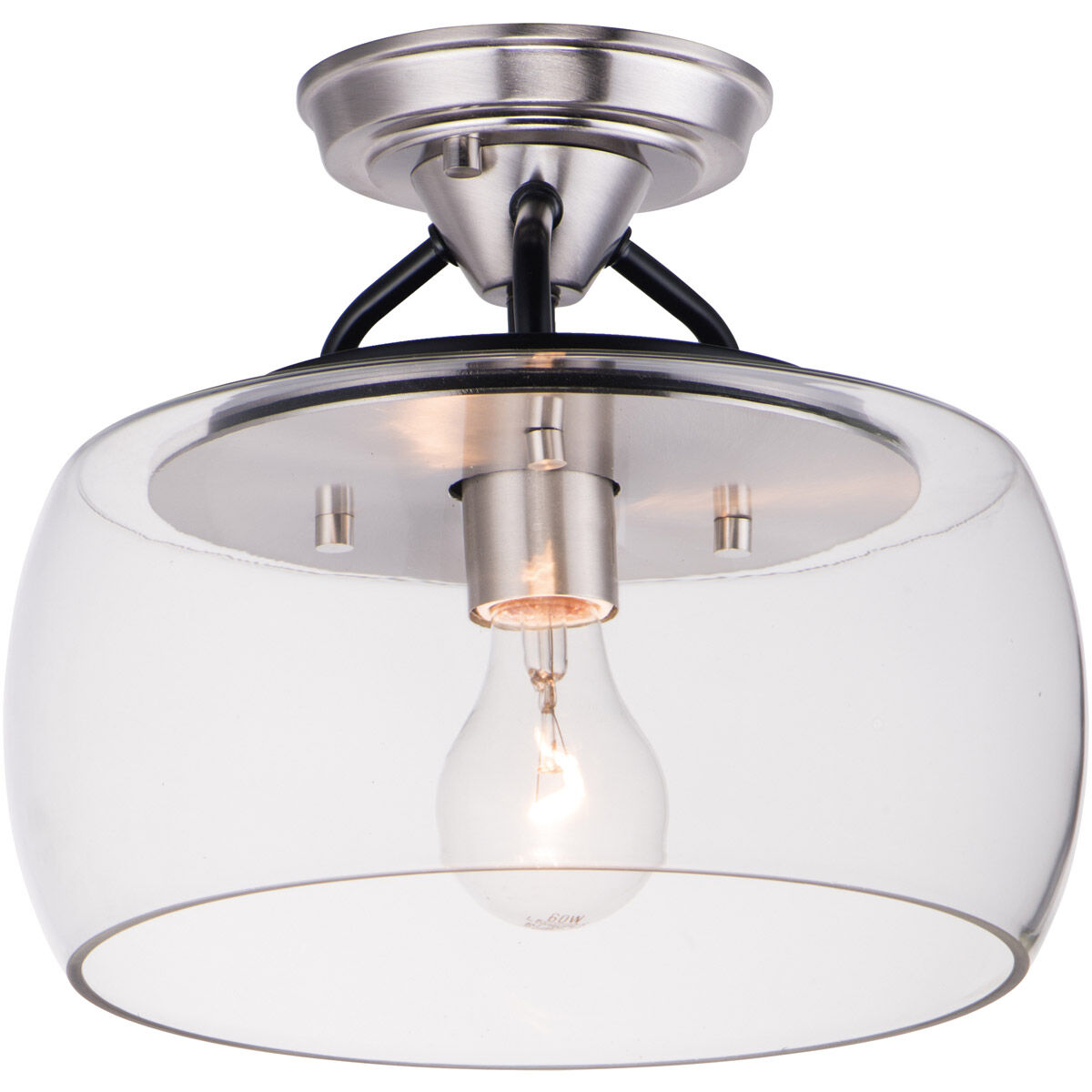Goblet 1 Light 11 inch Black/Satin Nickel Semi-Flush Mount Ceiling Light in Black and Satin Nickel