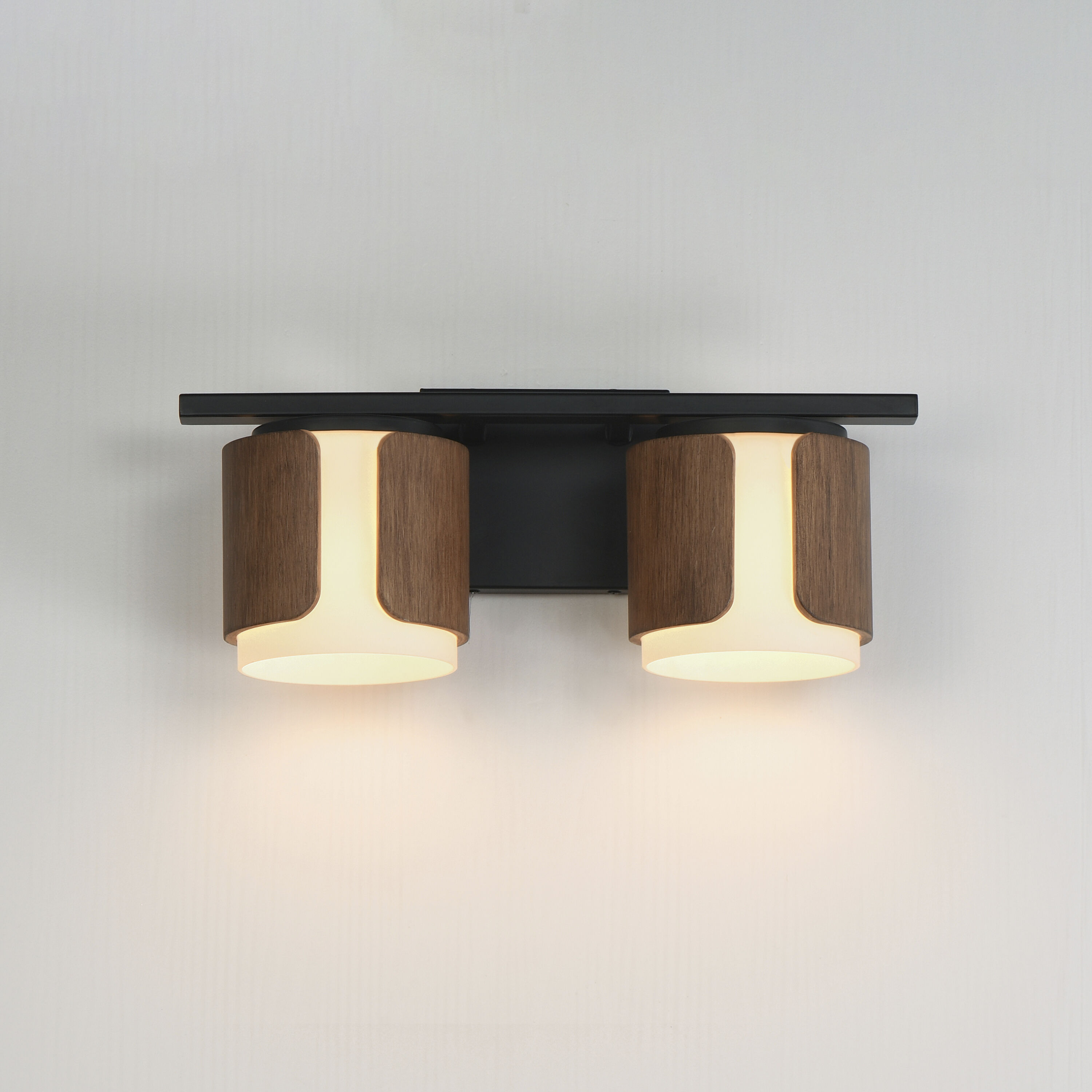 Draughtsman 2 Light 18 inch Walnut and Black Bath Vanity Light Wall Light in Satin White