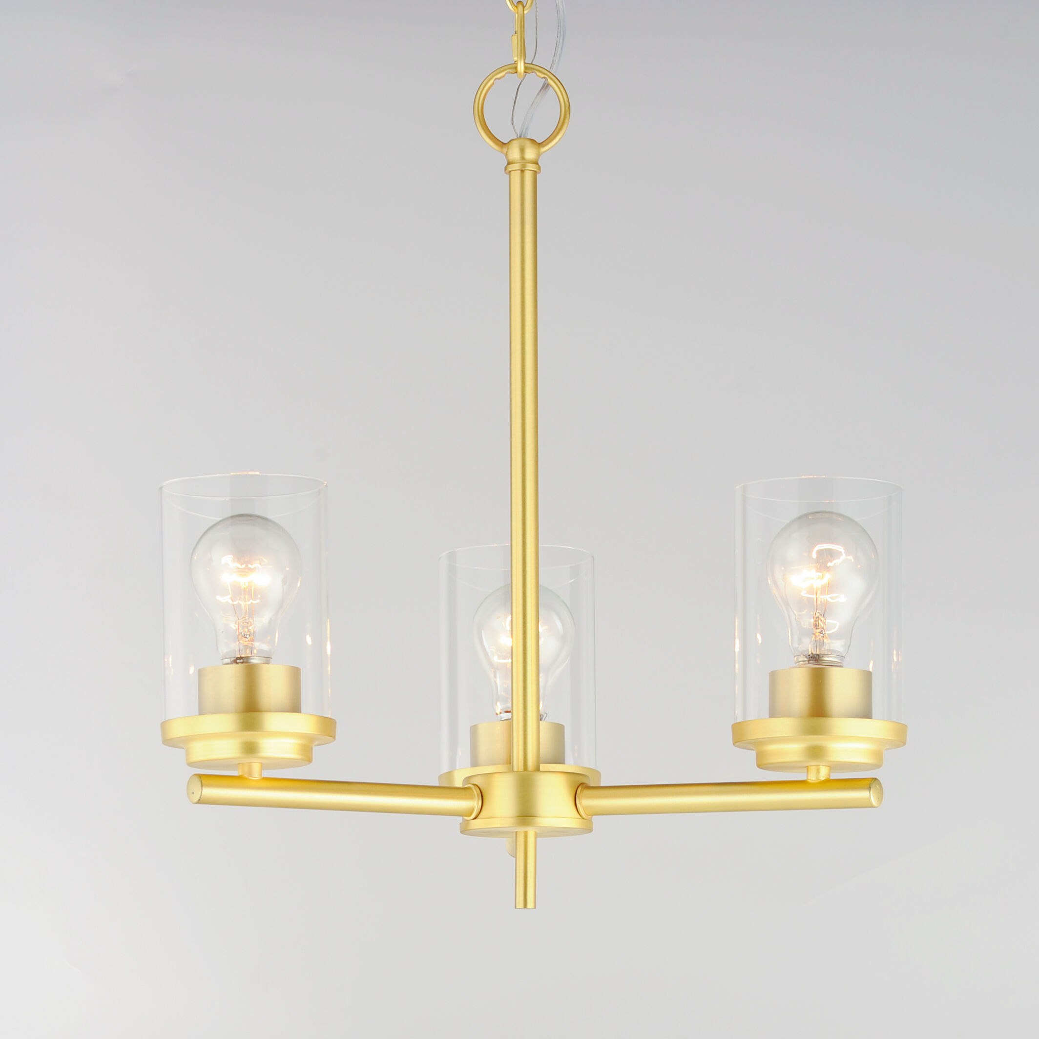 Corona 3 Light 16.5 inch Satin Brass Single-Tier Chandelier Ceiling Light in Clear