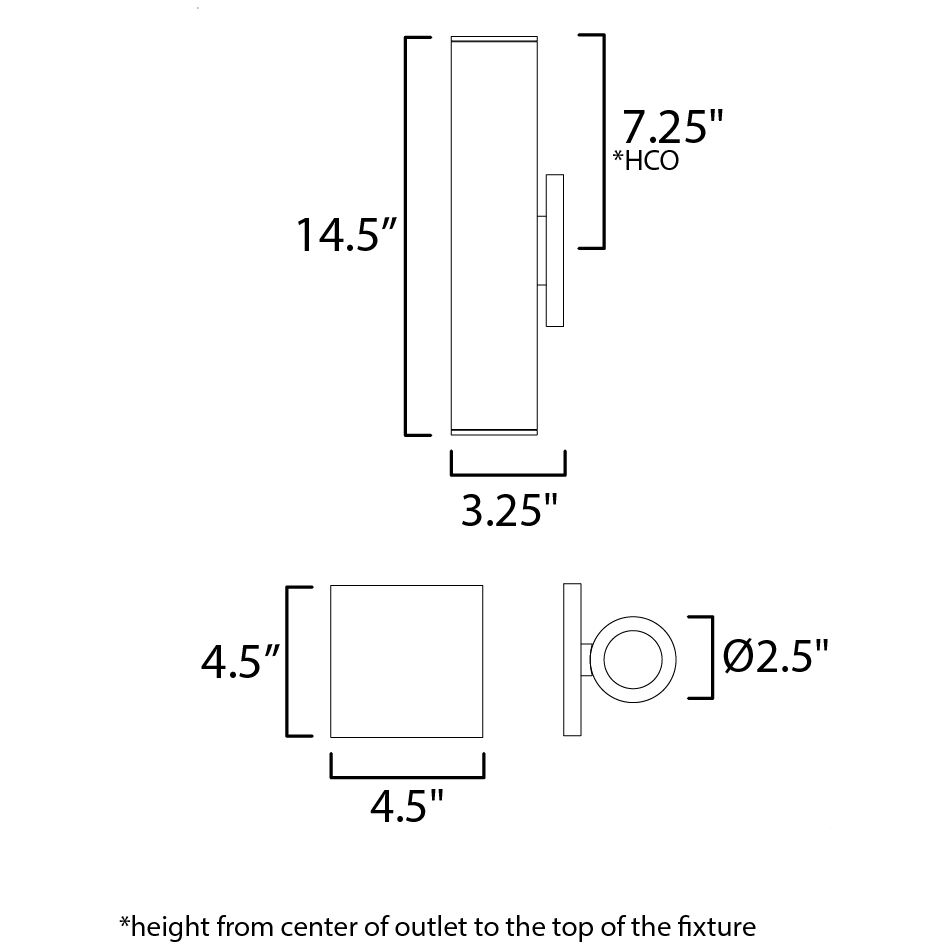 Calibro LED 14.5 inch Black Outdoor Wall Mount