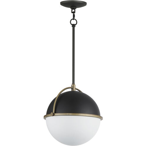 Duke 1 Light 11.5 inch Black and Weathered Brass Single Pendant Ceiling Light