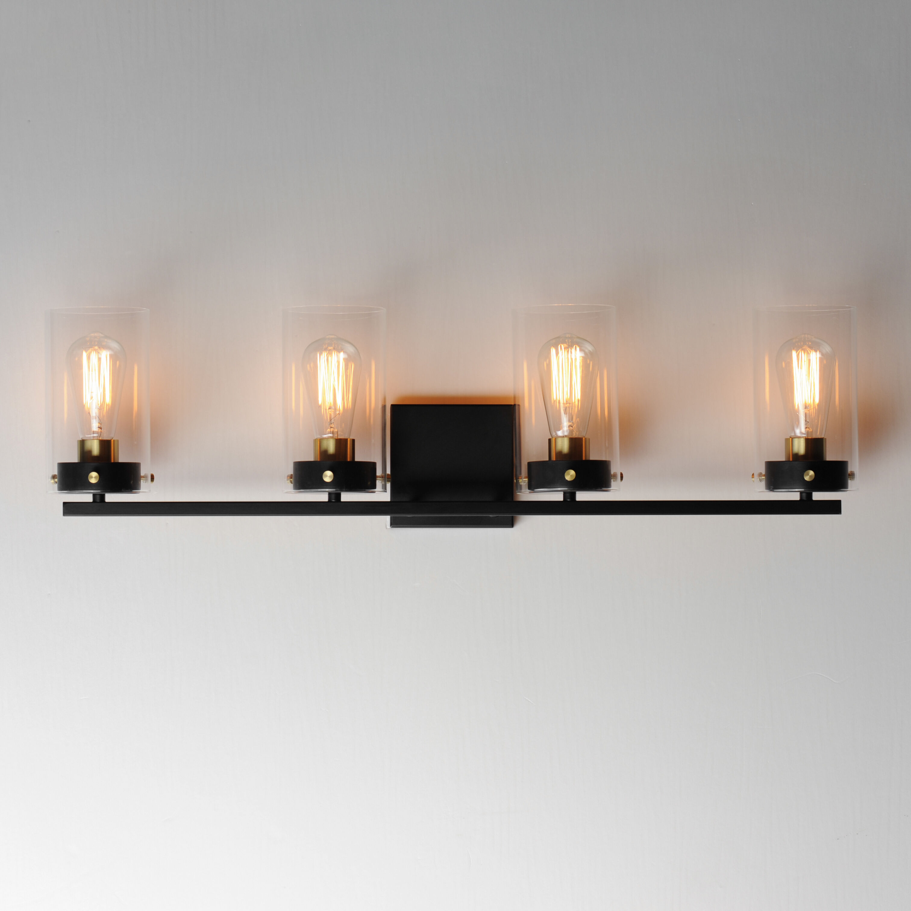Pinn 4 Light 30 inch Black/Satin Brass Bath Vanity Wall Light