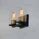 Sleek 2 Light 12 inch Antique Brass/Black Bath Vanity Wall Light