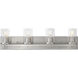 Lateral 4 Light 30 inch Satin Nickel Bath Vanity Wall Light in Clear