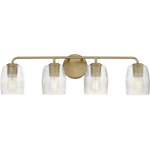 Honey 4 Light 30.5 inch Natural Aged Brass Bath Vanity Light Wall Light