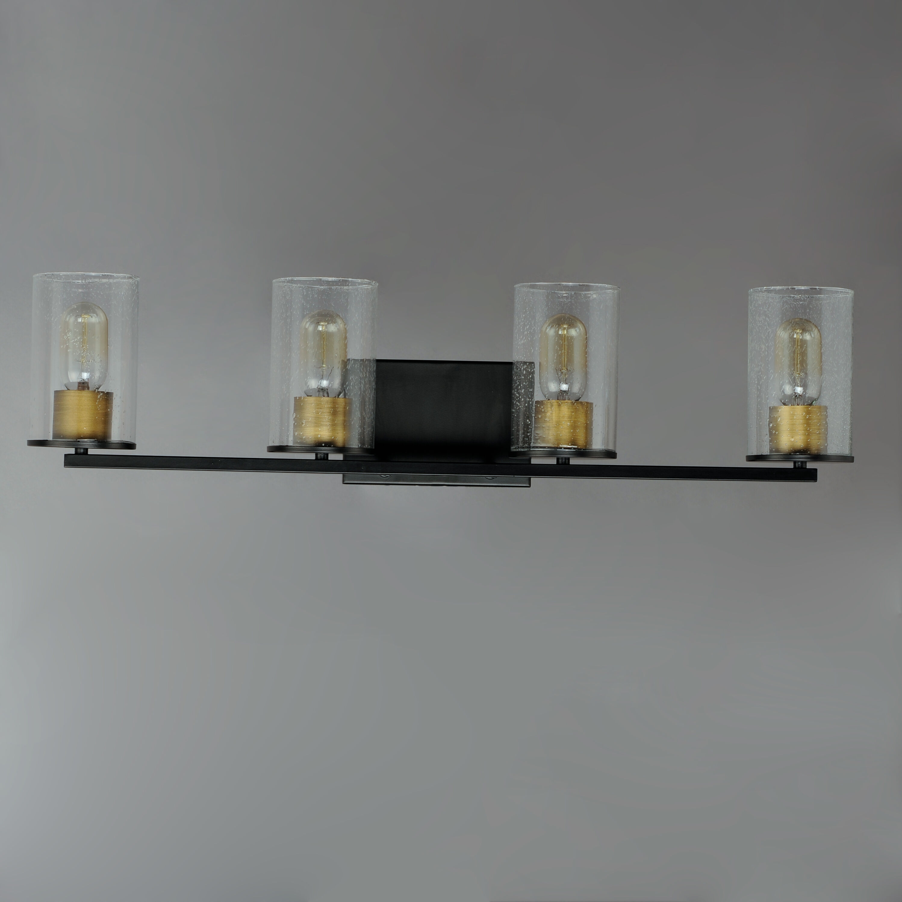 Sleek 4 Light 31 inch Antique Brass/Black Bath Vanity Wall Light