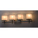 Tetra 4 Light 30 inch Satin Nickel Bath Vanity Wall Light in White Linen
