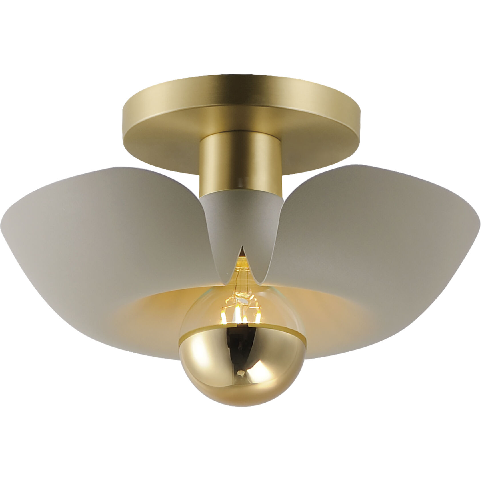 Poppy LED 11.75 inch Silver Gold with Satin Brass Flush Mount Ceiling Light in Silver Gold and Satin Brass