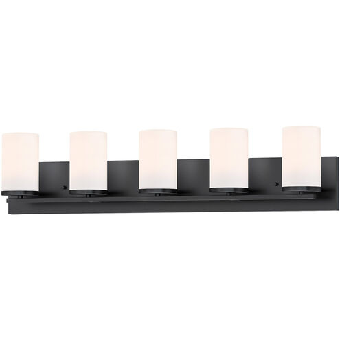 Lateral 5 Light 34 inch Black Bath Vanity Wall Light