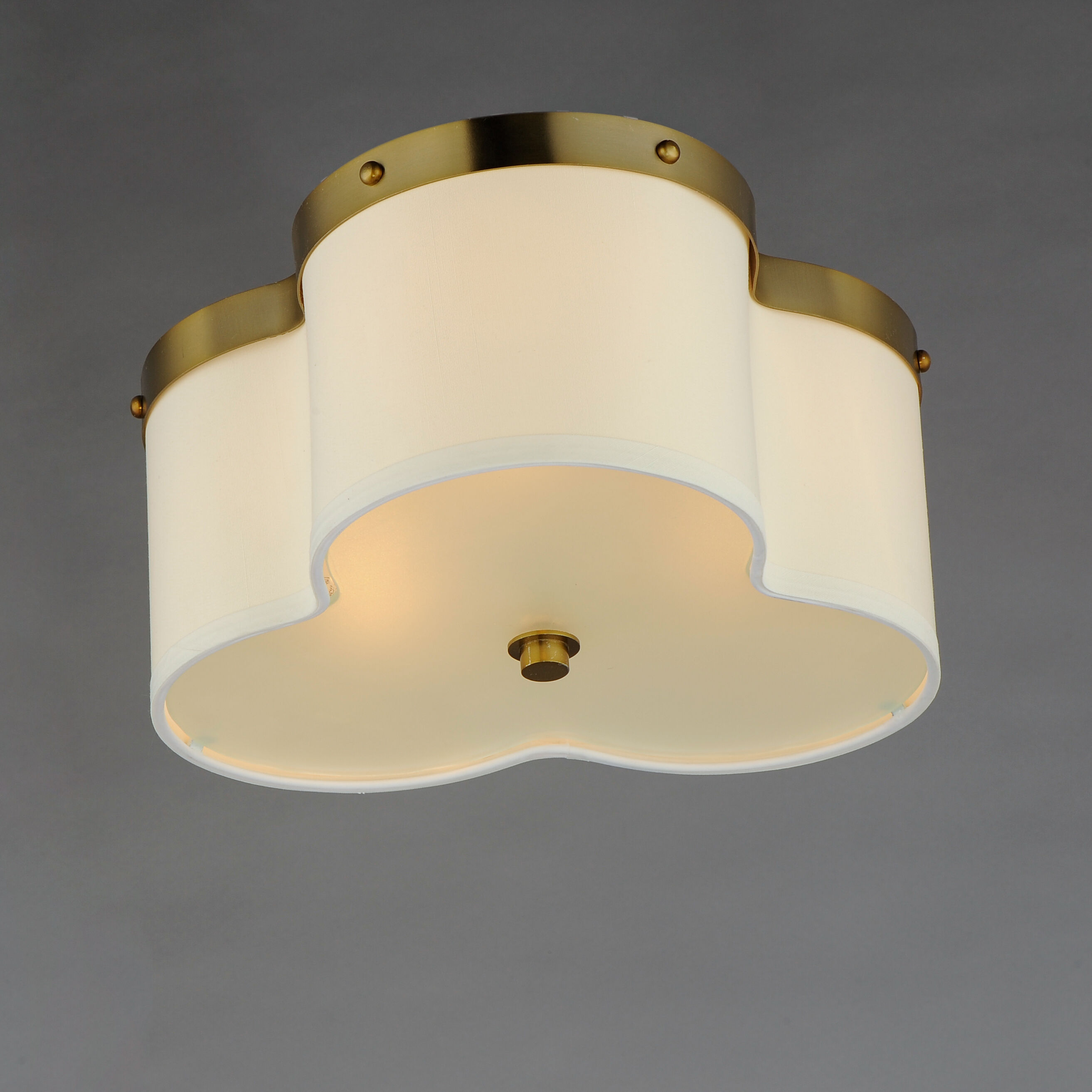 Clover 3 Light 14 inch Satin Brass Flush Mount Ceiling Light