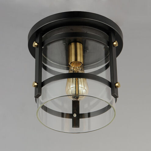 Capitol 1 Light 10 inch Black/Antique Brass Flush Mount Ceiling Light