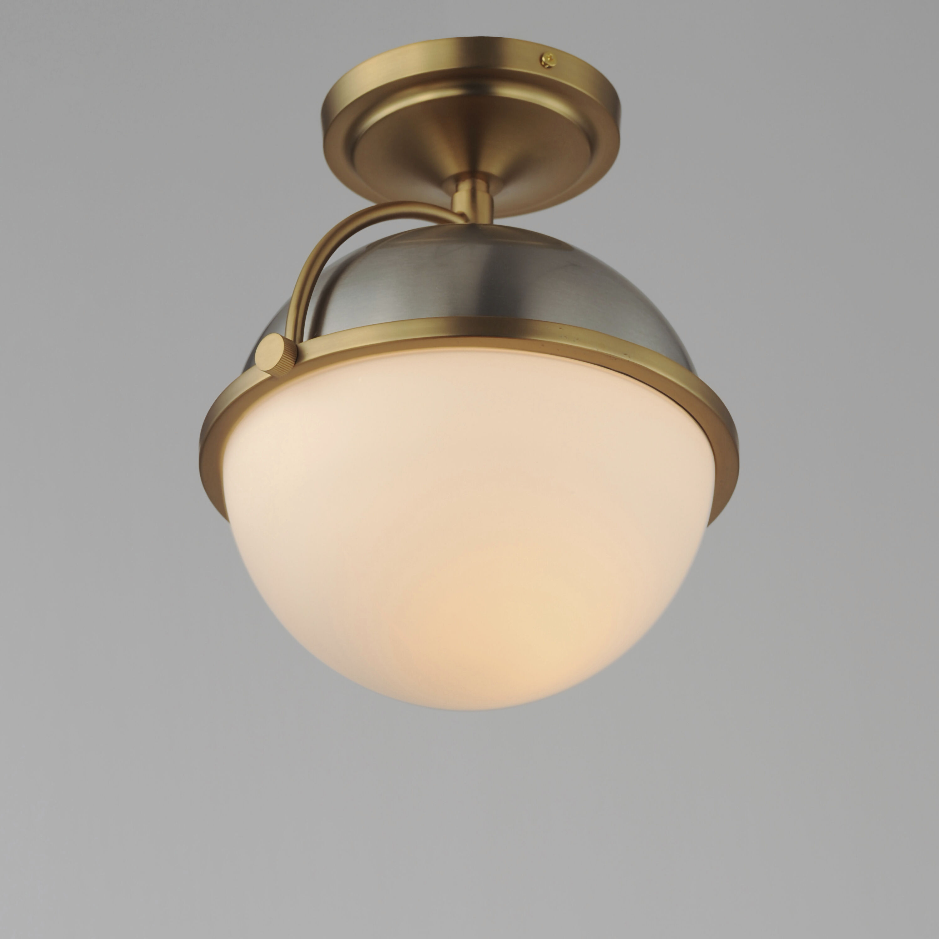 Duke 1 Light 9.5 inch Satin Nickel and Satin Brass Semi-Flush Mount Ceiling Light