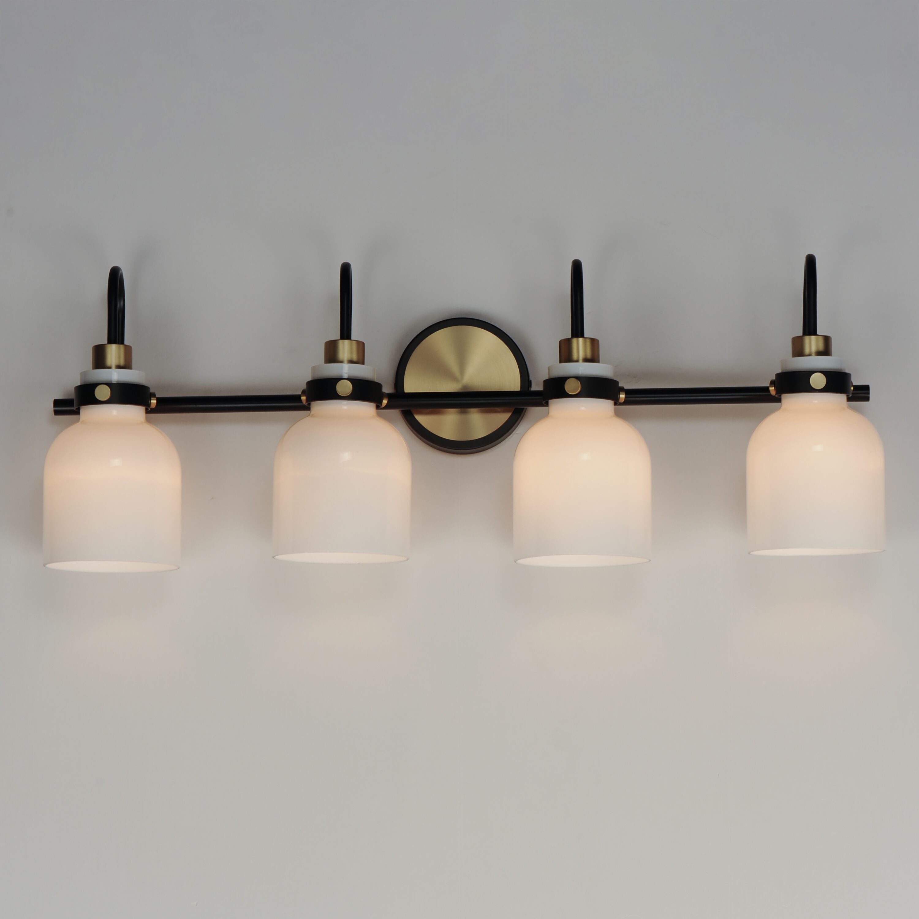 Milk 4 Light 30.5 inch Satin Brass Bath Vanity Light Wall Light in Black and Satin Brass