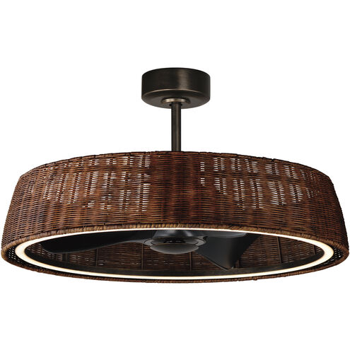 Tulum 36 inch Dark Bronze Fandelight in Dark Rattan