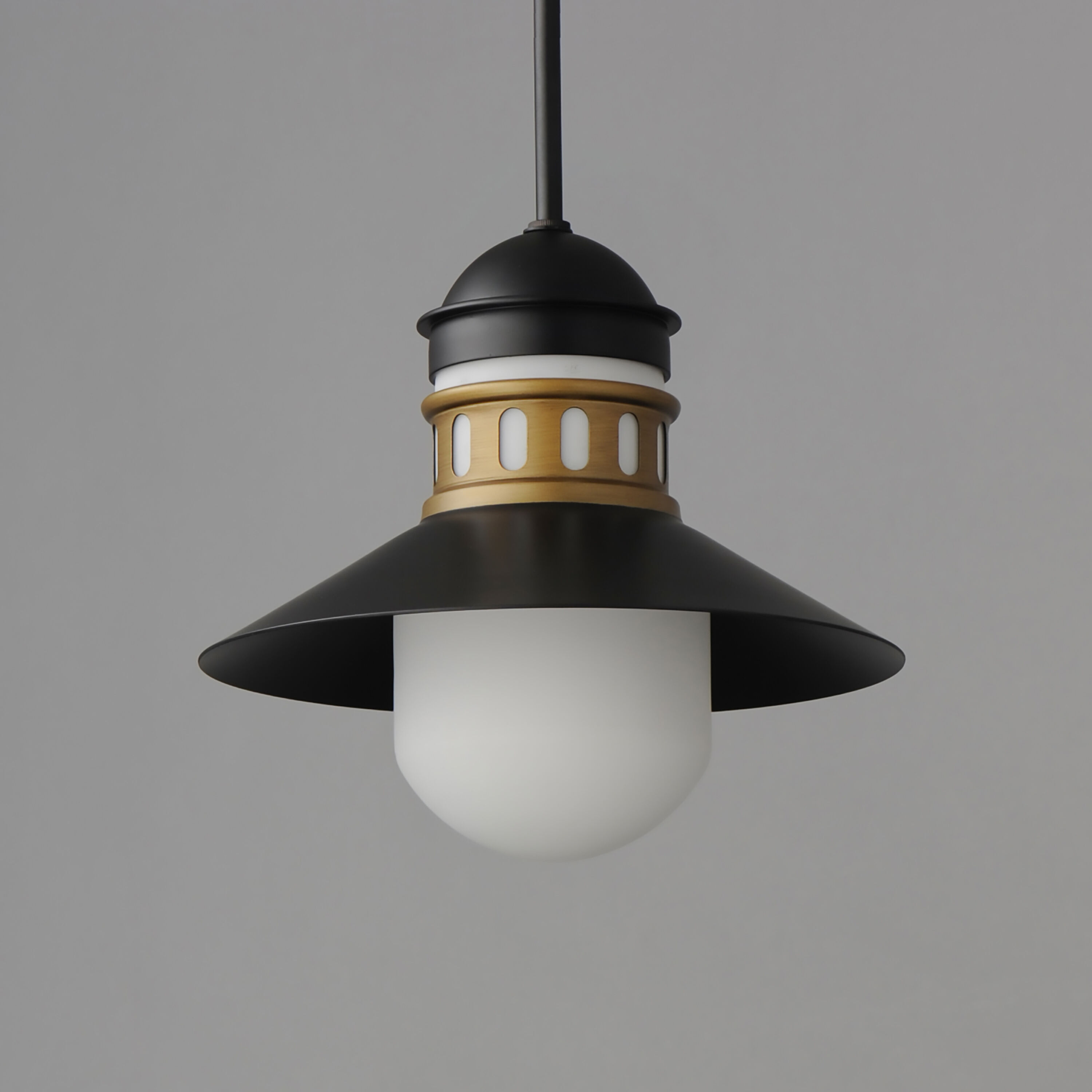 Admiralty 1 Light 12 inch Black and Antique Brass Outdoor Pendant in Antique Brass and Black