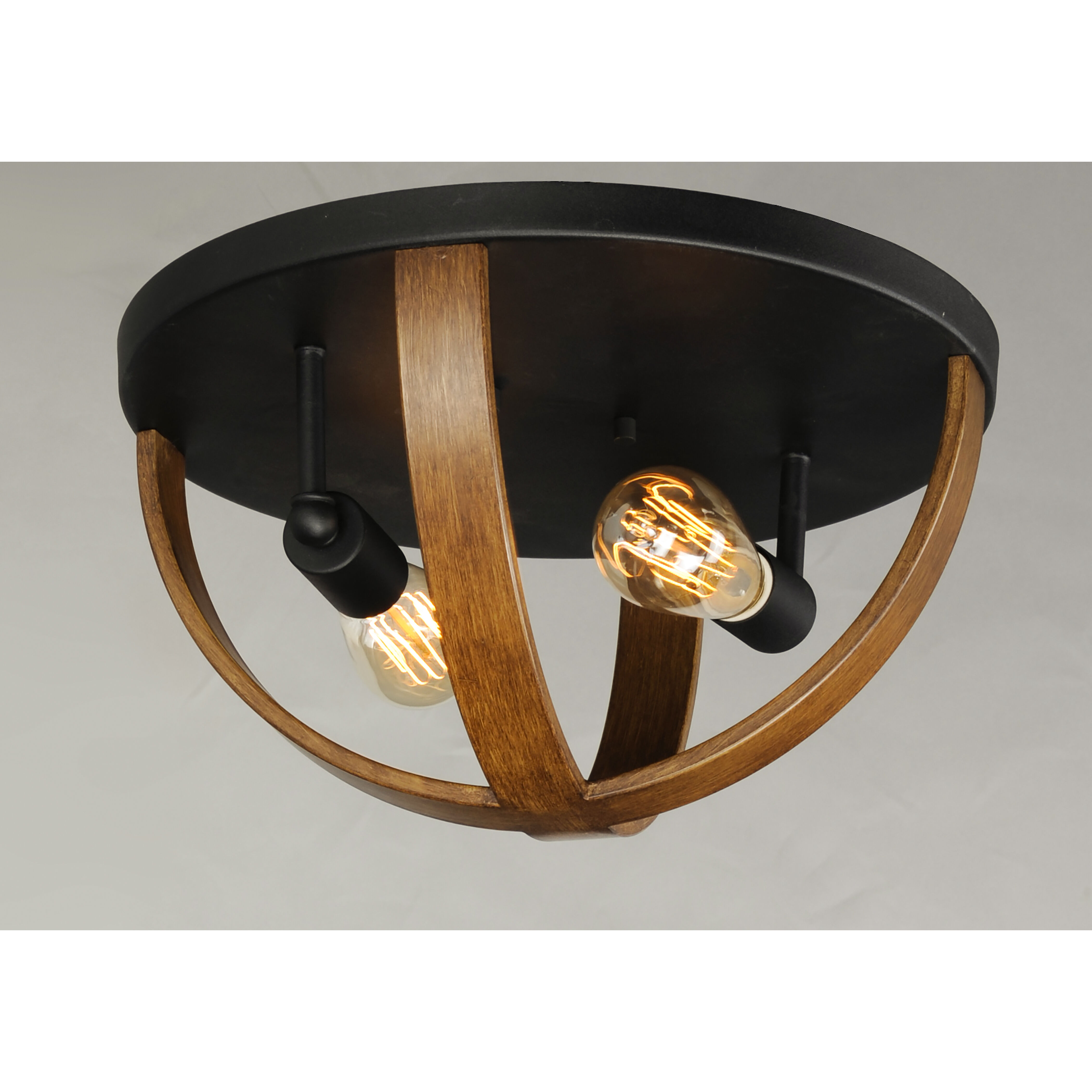 Compass 2 Light 15.75 inch Antique Pecan/Black Flush Mount Ceiling Light in Antique Pecan and Black