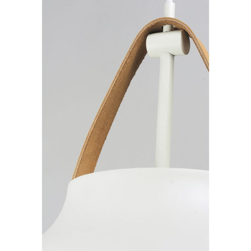 Nordic 1 Light 19 inch Tan Leather/White Single Pendant Ceiling Light in Tan Leather and White