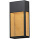 Lattice LED 16 inch Black Outdoor Wall Mount in Natural Rattan