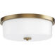 Fuller 3 Light 16 inch Natural Aged Brass Flush Mount Ceiling Light in White