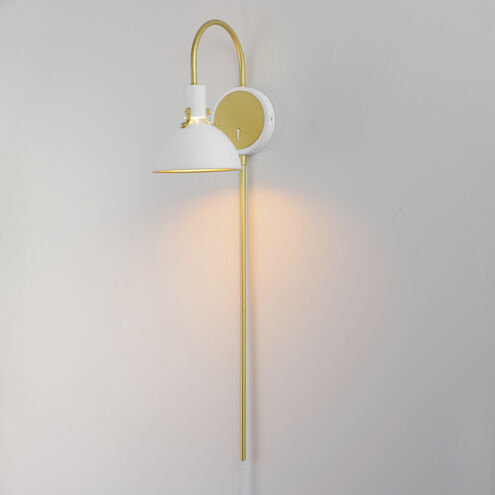 Dawn Wall Sconce Wall Light in White and Satin Brass