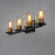 Sleek 4 Light 31 inch Antique Brass/Black Bath Vanity Wall Light