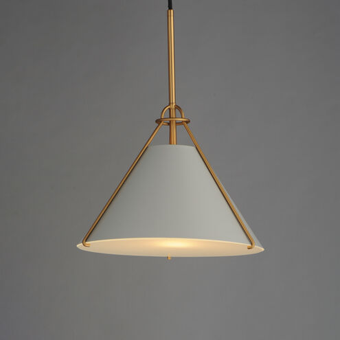 Lucas 1 Light 13.25 inch Light French Gray and Natural Aged Brass Single Pendant Ceiling Light
