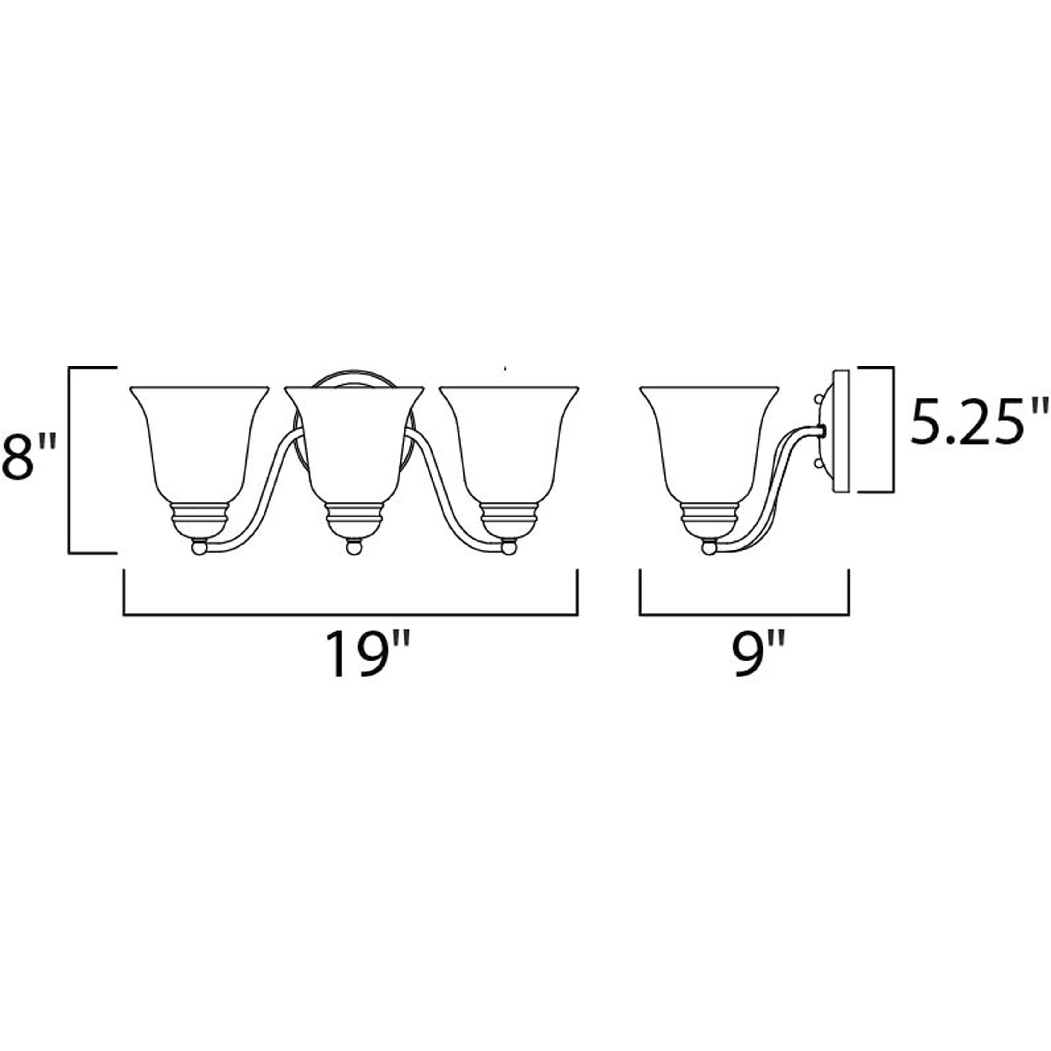Basix 3 Light 19 inch Polished Chrome Bath Vanity Wall Light