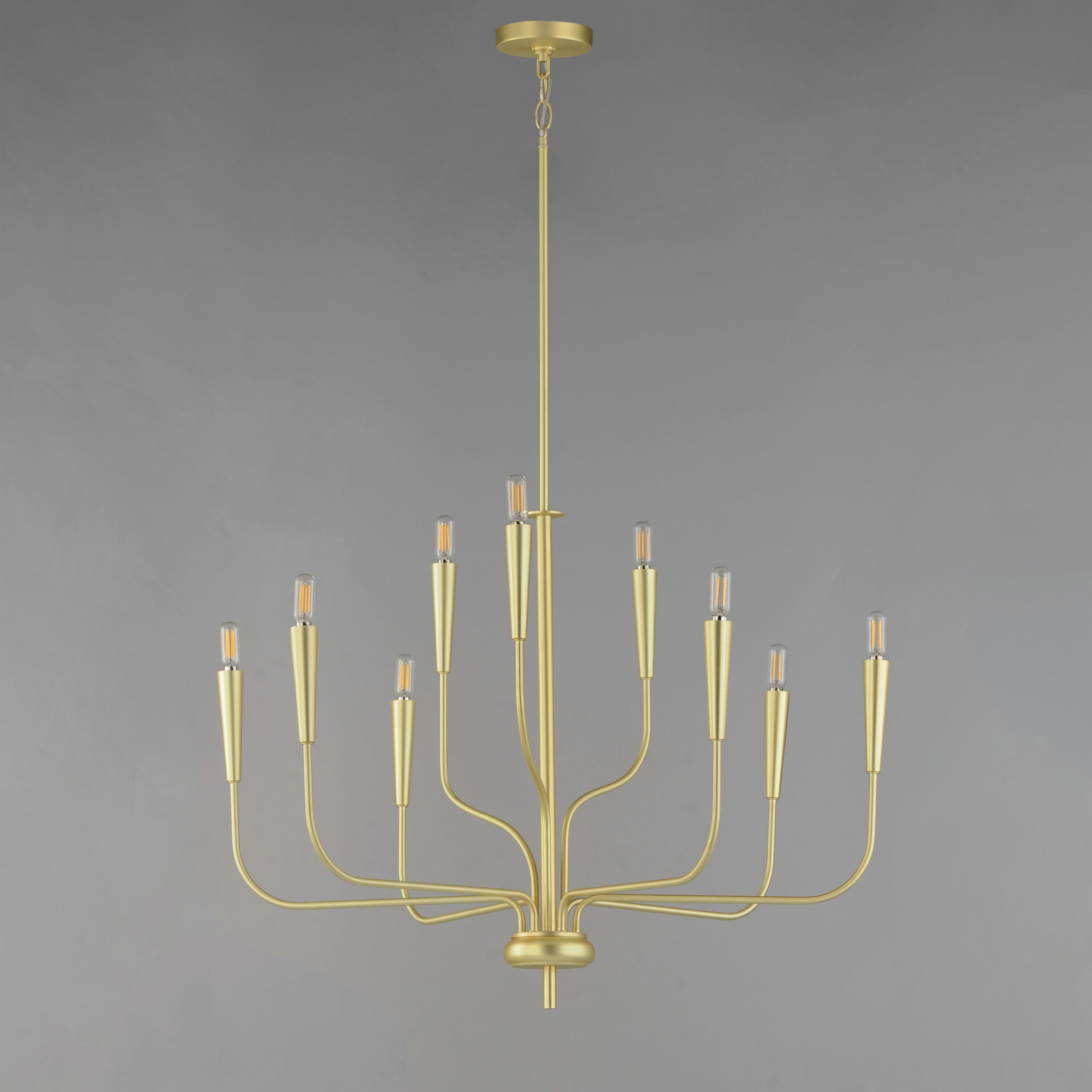 Vela 9 Light 32 inch Satin Brass Multi-Tier Chandelier Ceiling Light