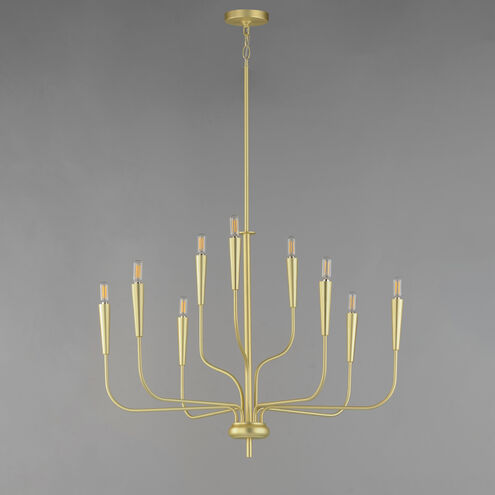 Vela 9 Light 32 inch Satin Brass Multi-Tier Chandelier Ceiling Light