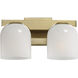 Scoop LED 13.5 inch Natural Aged Brass Bath Vanity Wall Light in Marble