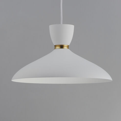Carillon 1 Light 15.75 inch White with Satin Brass Single Pendant Ceiling Light in White and Satin Brass