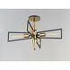 Wings 4 Light 25 inch Black and Satin Brass Flush Mount Ceiling Light