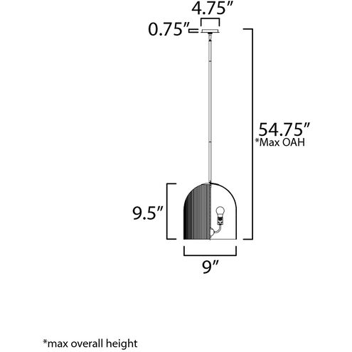 Dune 1 Light 9 inch Black Single Pendant Ceiling Light