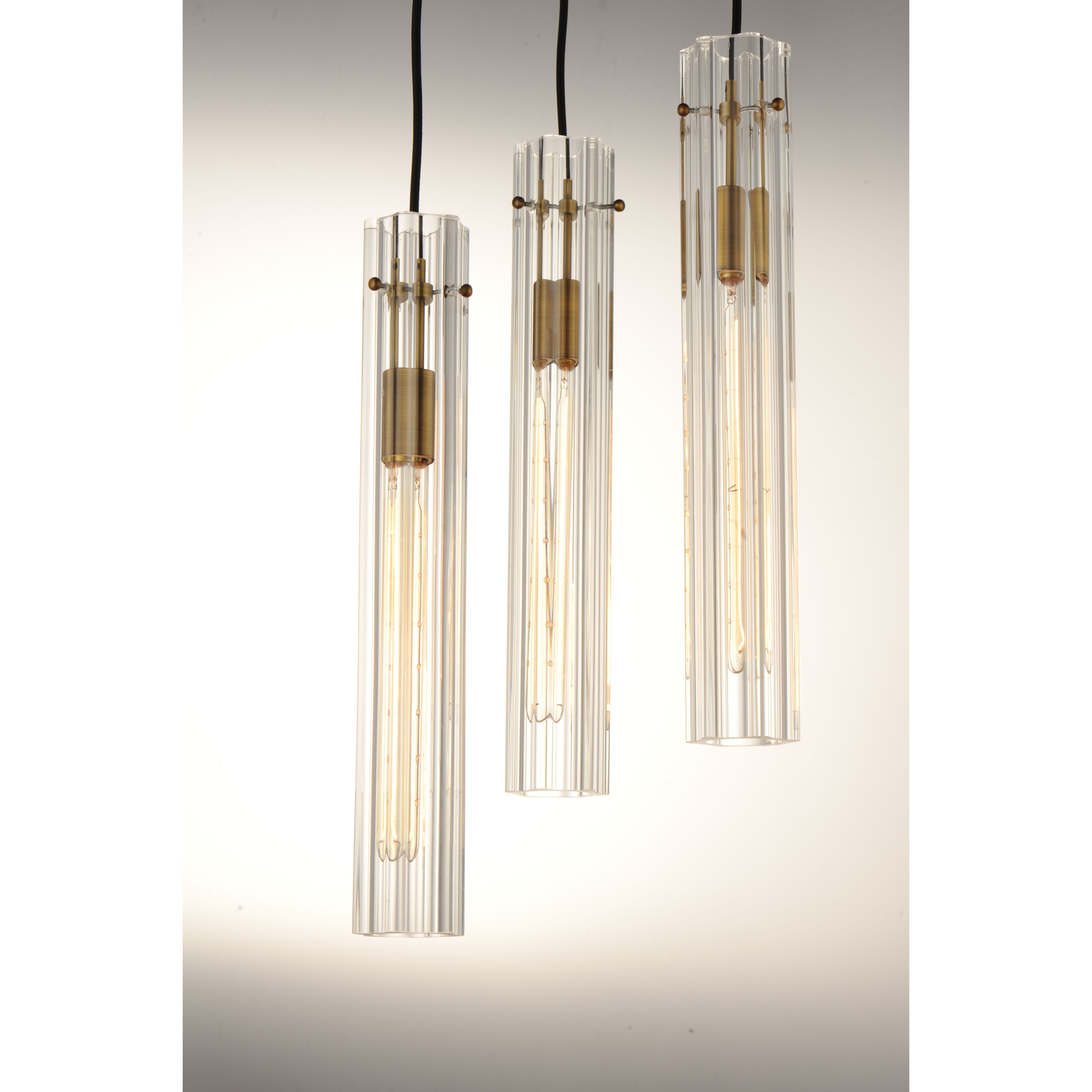 Flambeau 3 Light 13 inch Black/Antique Brass Chandelier Ceiling Light