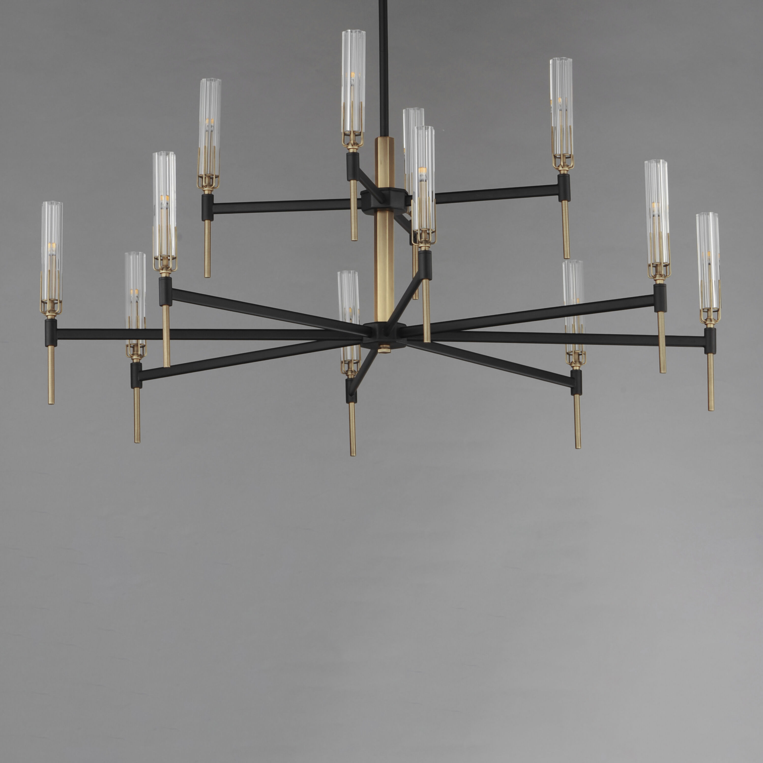 Flambeau LED 48 inch Black and Antique Brass Chandelier Ceiling Light