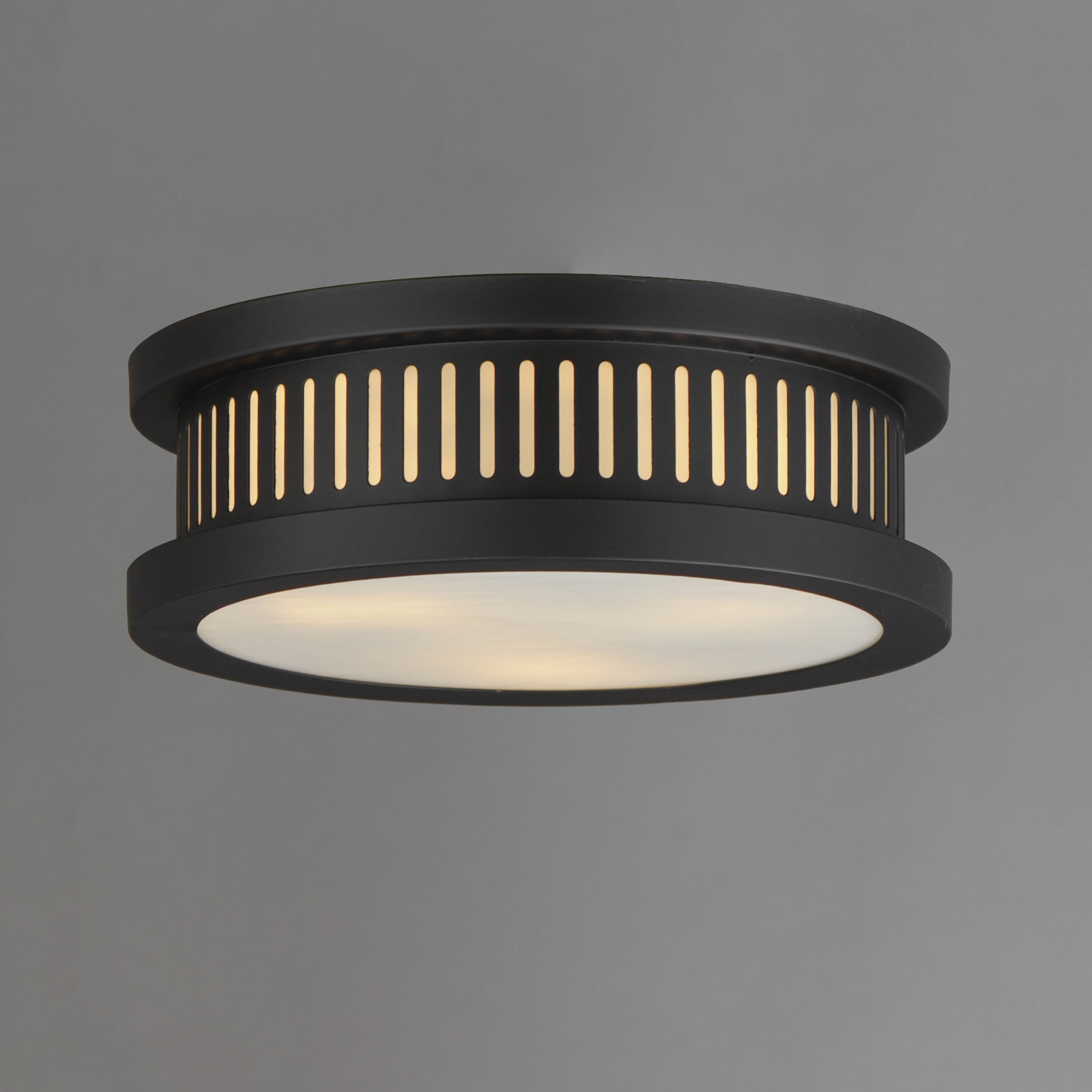 Oxford 3 Light 12 inch Black Outdoor Flush Mount