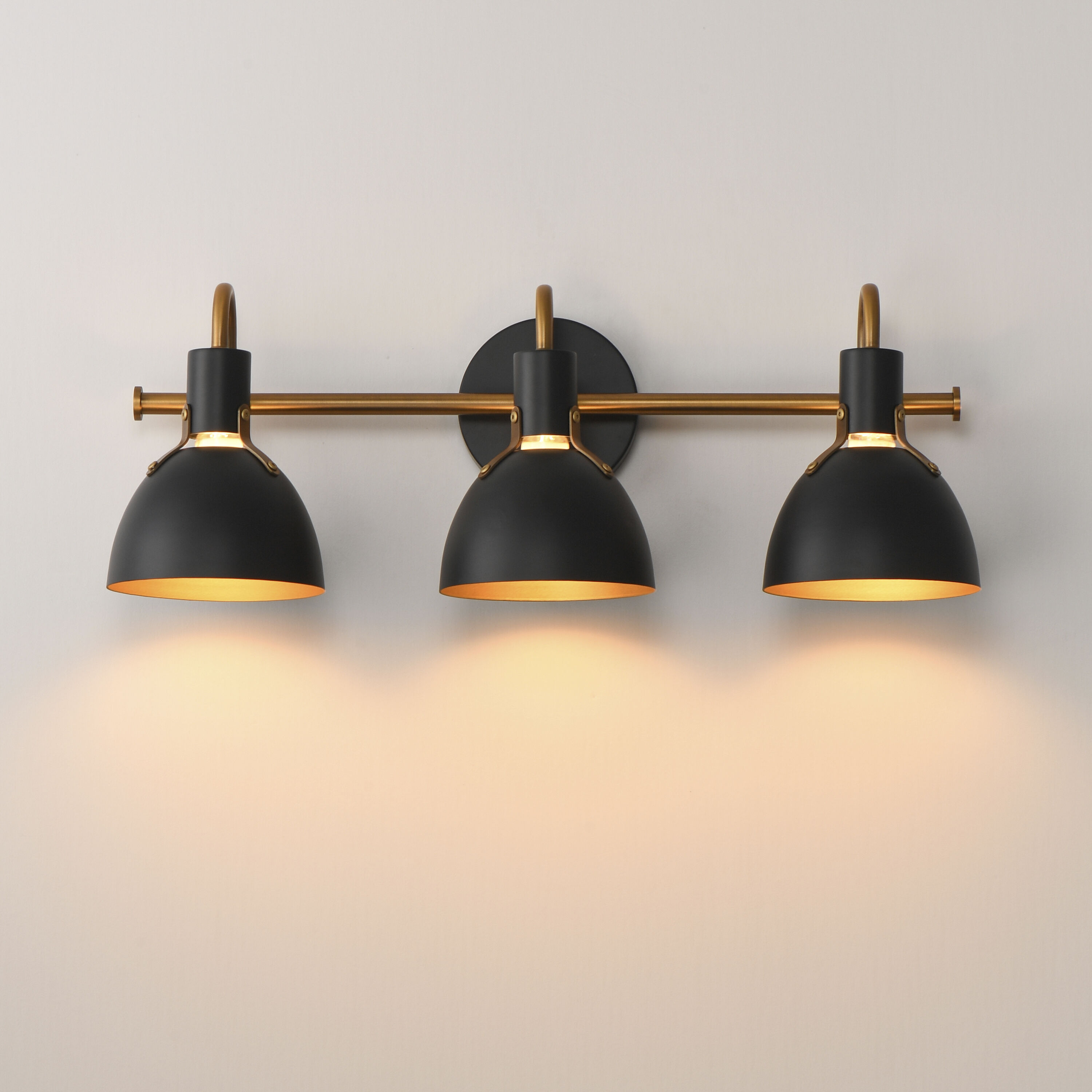 Dusk 3 Light 24 inch Black and Antique Brass Bath Vanity Wall Light