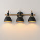 Dusk 3 Light 24 inch Black and Antique Brass Bath Vanity Wall Light