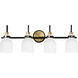 Milk 4 Light 30.5 inch Satin Brass Bath Vanity Wall Light in Black and Satin Brass
