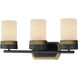 Ruffles 3 Light 21 inch Black and Antique Brass Bath Vanity Wall Light