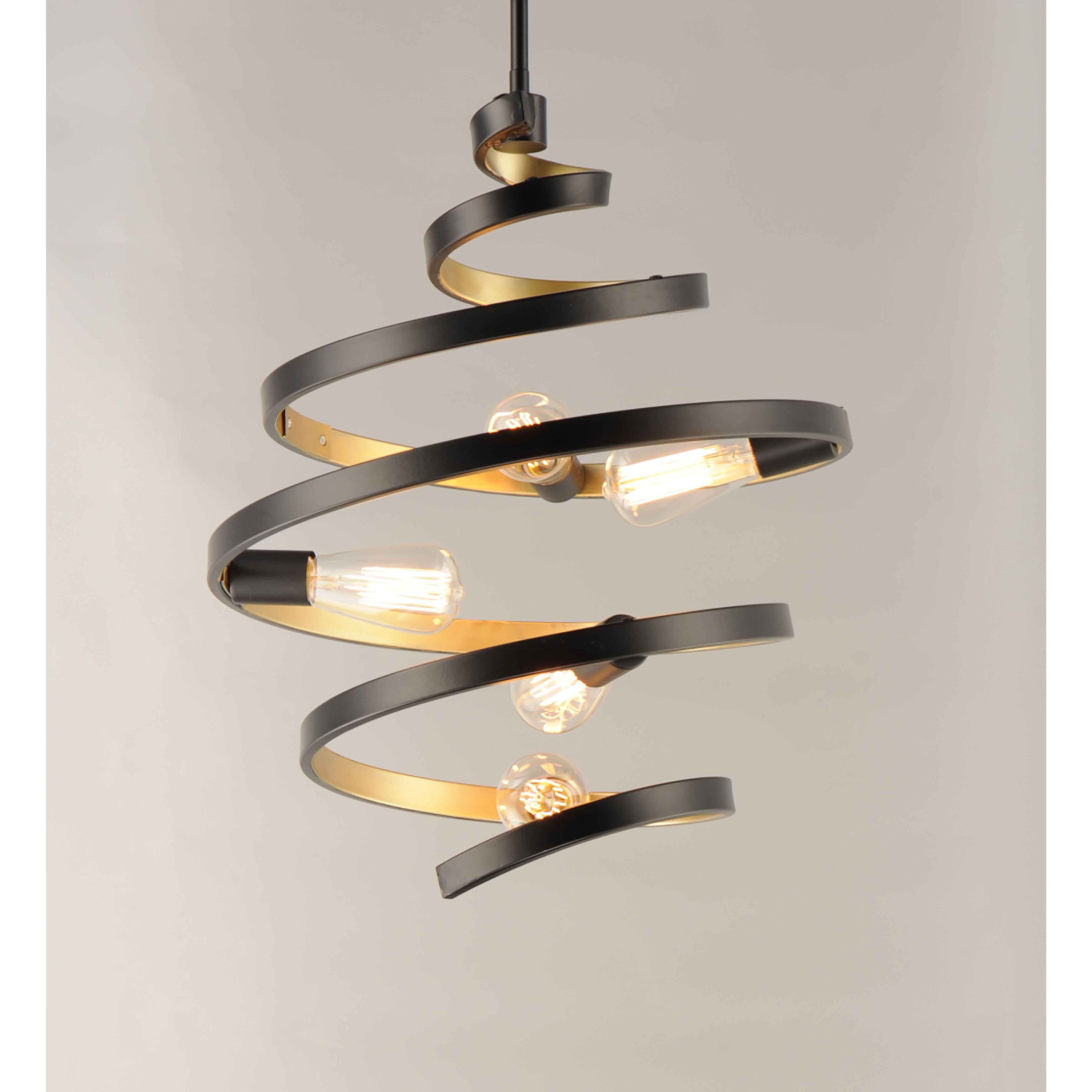 Twister 5 Light 18 inch Black/Gold Multi-Light Pendant Ceiling Light