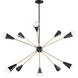Lovell LED 32 inch Black and Satin Brass Multi-Light Pendant Ceiling Light in Incandescent