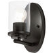 Corona 1 Light 4.5 inch Black Bath Vanity Wall Light in Clear