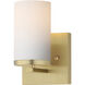 Lateral 1 Light 5 inch Satin Brass Wall Sconce Wall Light in Satin White