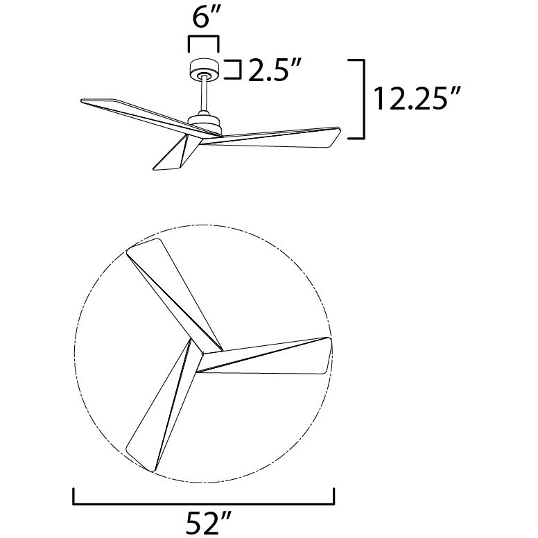 Vortex 52 inch Black Indoor Ceiling Fan